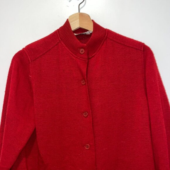 Rodier Vintage Red Lamswool Cardigan Sweater Size 42 Womens - Picture 2 of 7